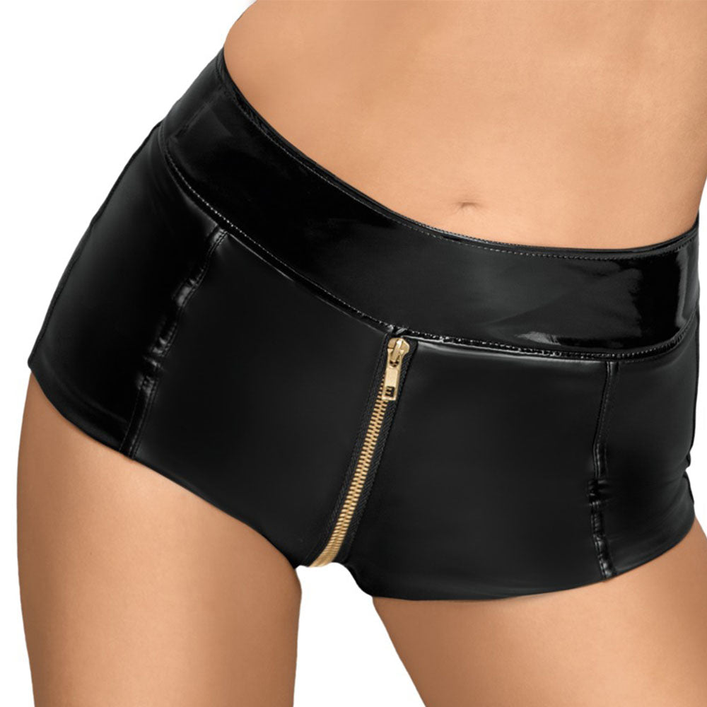 Noir Black Zip Up Hot Pants