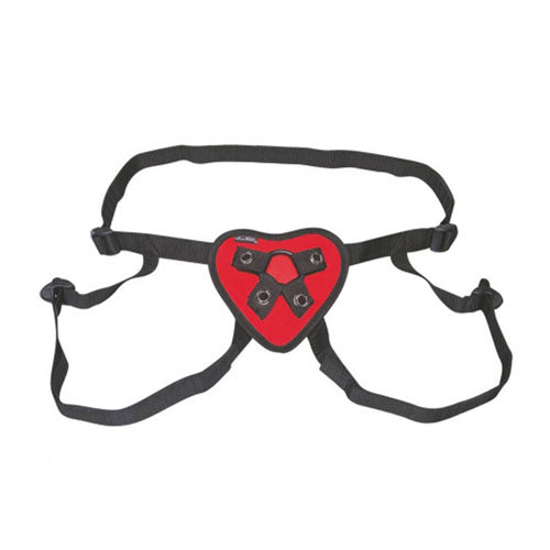 Lux Fetish Red Heart Strap On Harness