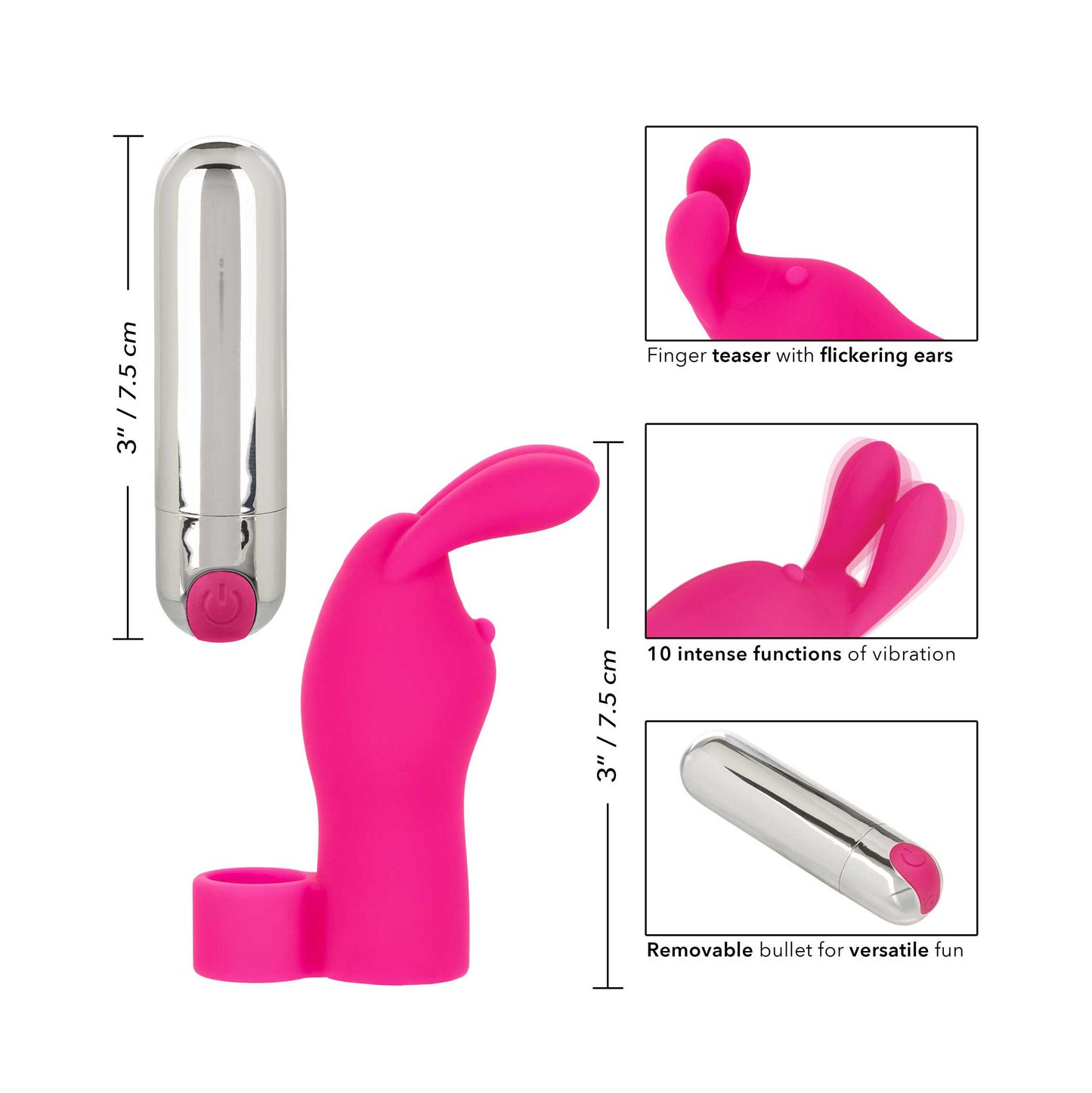 Intimate Play Pink Rechargeable Bunny Finger Vibrator